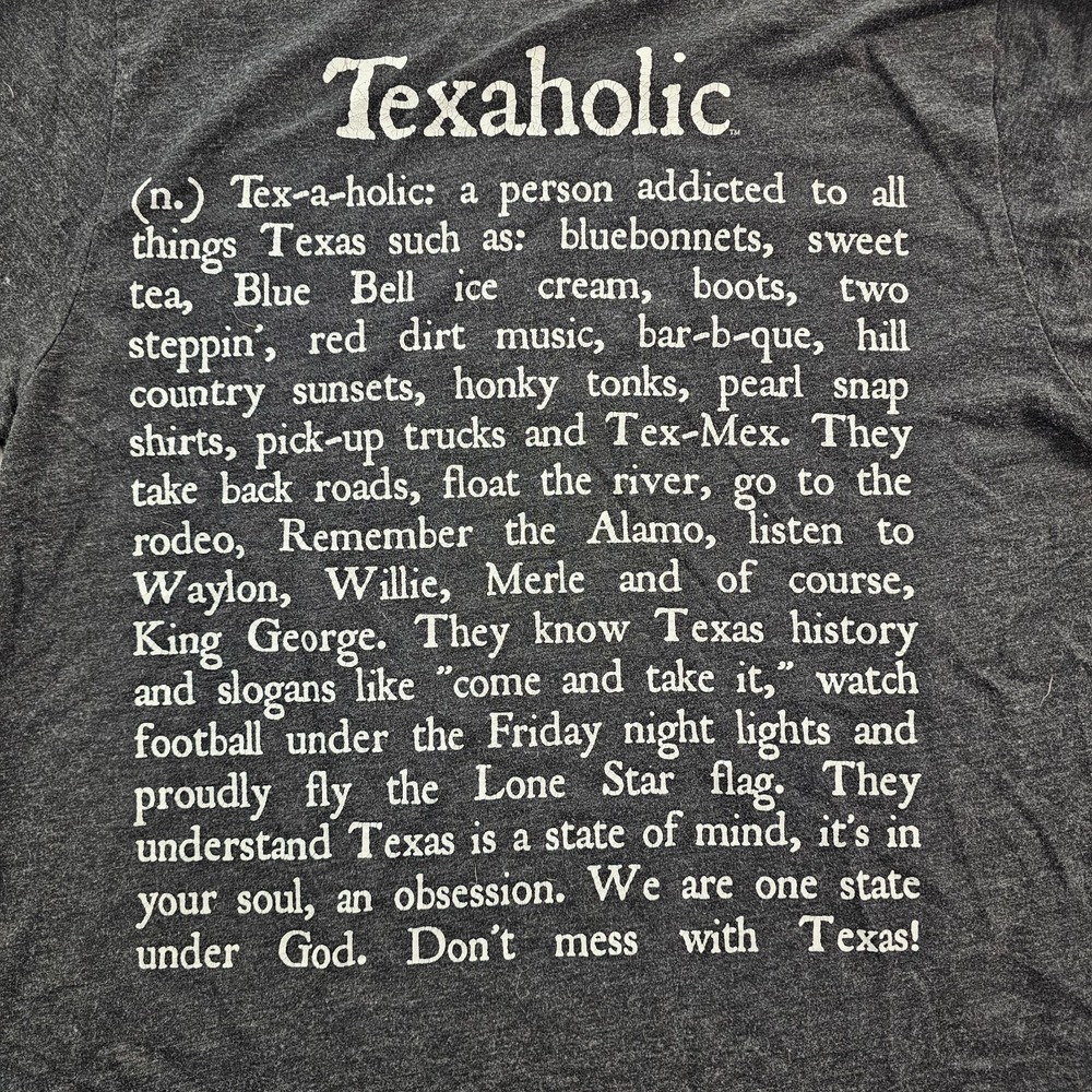 Texaholic Addicted to All Things Texas Gray Short Sleeve T-Shirt Adult S - Picture 3 of 8